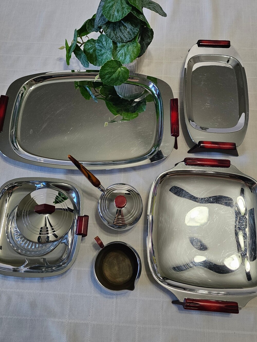Vintage Glo-Hill Gourmates Chrome MCM Serving Set Canada